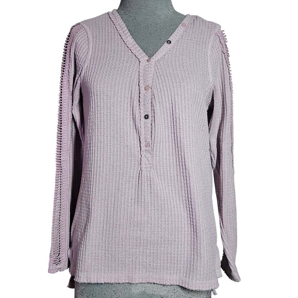 V Neck Waffle Knit Top Size Small